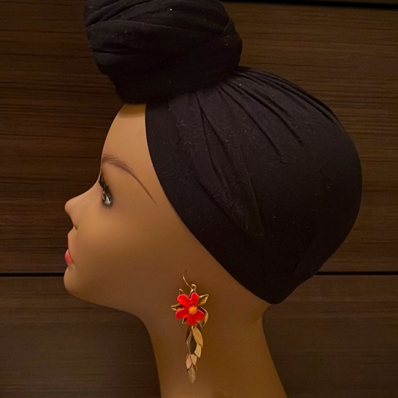 Metal Long Flower Earrings - Picture 4 of 4